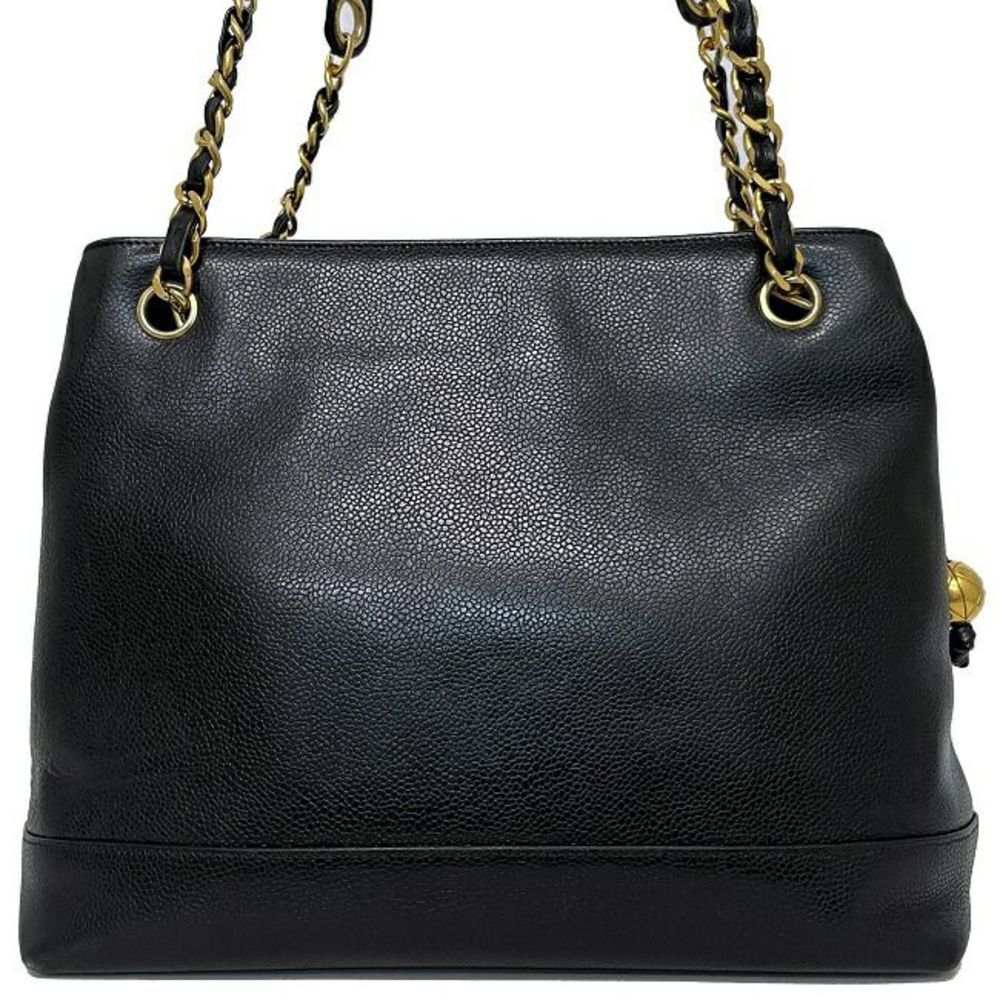 Chanel Chain Shoulder Black Gold Soft Caviar Stitch Ball Leather - Picture 3 of 7